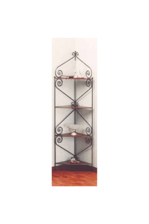 Etagere ad angolo in ferro battuto con piano in legno R.0650