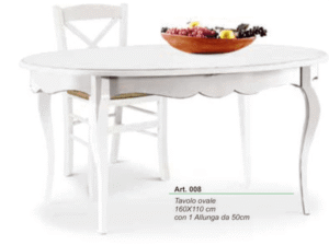 Tavolo ovale con allunga da 50 cm vari colori ART.008