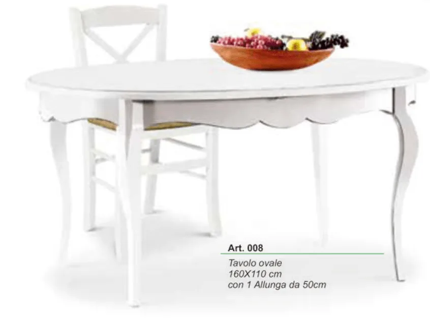 Tavolo ovale con allunga da 50 cm vari colori ART.008