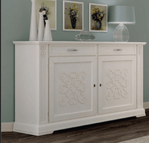 Credenza classica 2 ante in legno con decoro in rilievo ART.043