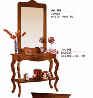 Consolle con specchio in legno in stile arte povera ART.068/069