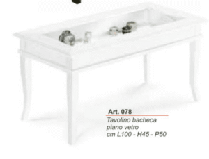 Tavolino bacheca con piano in vetro ART.078