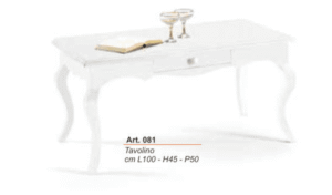 Tavolino rettangolare con gambe a sciabola ART.081