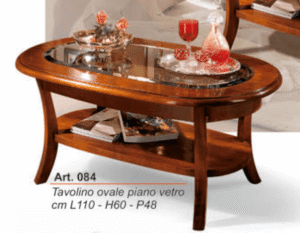 Tavolino ovale con piano in vetro ART.084