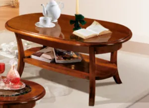 Tavolino ovale con piano in legno ART.083