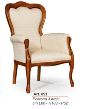Poltrona 3 archi in legno con braccioli ART.091
