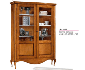 Vetrina bombata 2 ante in legno grezzo ART.096