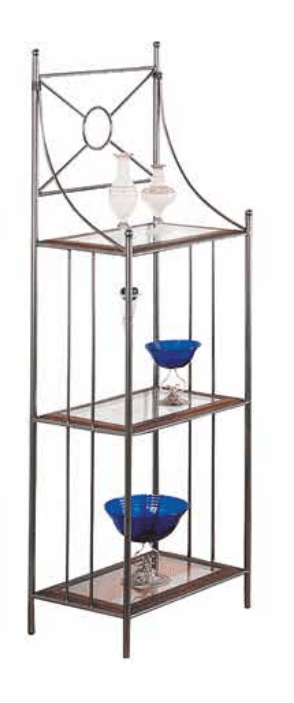 Etagere in ferro battuto con ripiani in vetro R.0930