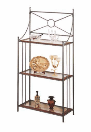 Etagere in ferro battuto con ripiani in vetro R.0929