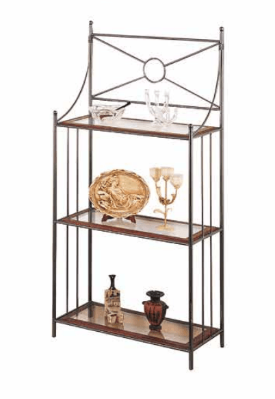 Etagere in ferro battuto con ripiani in vetro R.0929