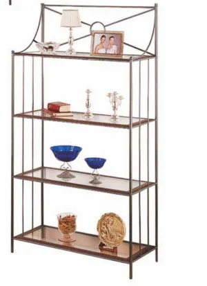 Etagere in ferro battuto con ripiani in vetro R.0928