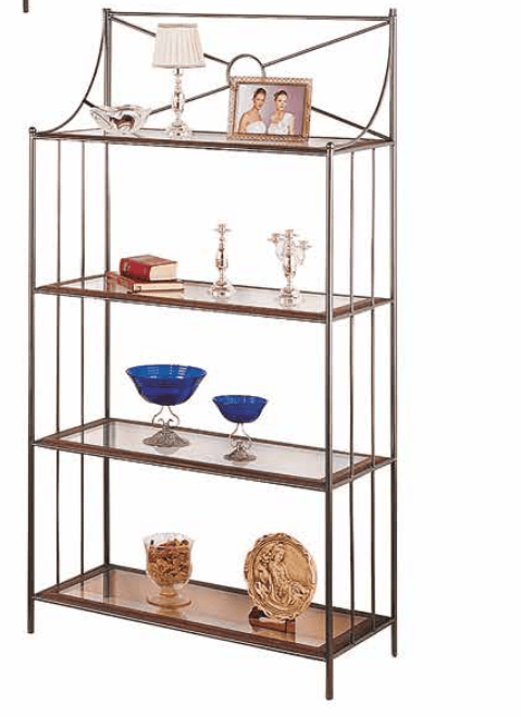 Etagere in ferro battuto con ripiani in vetro R.0928