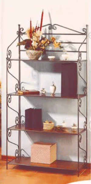 Etagere in ferro battuto 80x30 con ripiani in legno R.0572