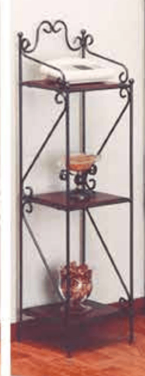 Etagere in ferro battuto 26x26 con ripiani in legno R.0671