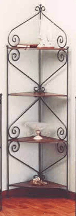 Etagere angoliera in ferro battuto R.0650 con ripiani in legno R.0650