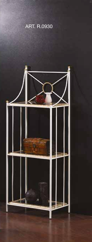 Etagere ferro battuto 30x50x140 con ripiani in vetro R.0930