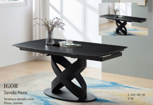 Tavolo Igor nero allungabile in marmo