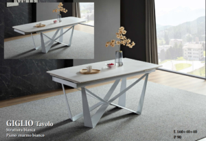 Tavolo Giglio allungabile in marmo bianco