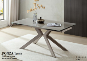 Tavolo Ponza allungabile in vetro tortora