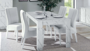 Tavolo Carrara allungabile con piano effetto marmo