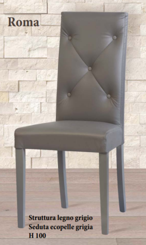 Sedia Roma in ecopelle grigio