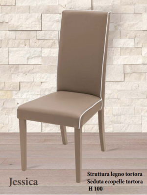 Sedia Jessica in ecopelle tortora