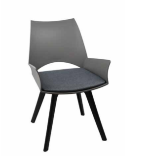 Sedia Afrodite in polipropilene con cuscino in tessuto grigio