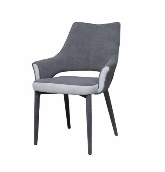 Sedia Penelope grigio scuro in tessuto con inserti grigio chiaro