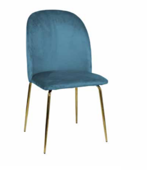 Sedia Eleonora in vellutino blu piedi oro